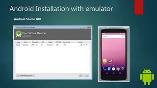Android Installation with emulator
Android Studio GUI
 