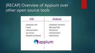 [RECAP] Overview of Appium over
other open source tools
 
