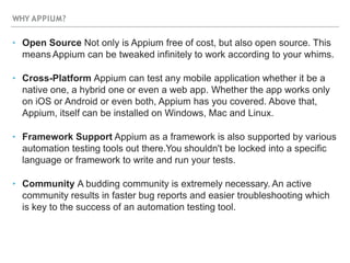 Appium Presentation | PPTX | Operating Systems | Computer Software and ...