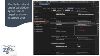 Modify bundle id
under webDriver
agent runner
target as shown
in screen shot
 