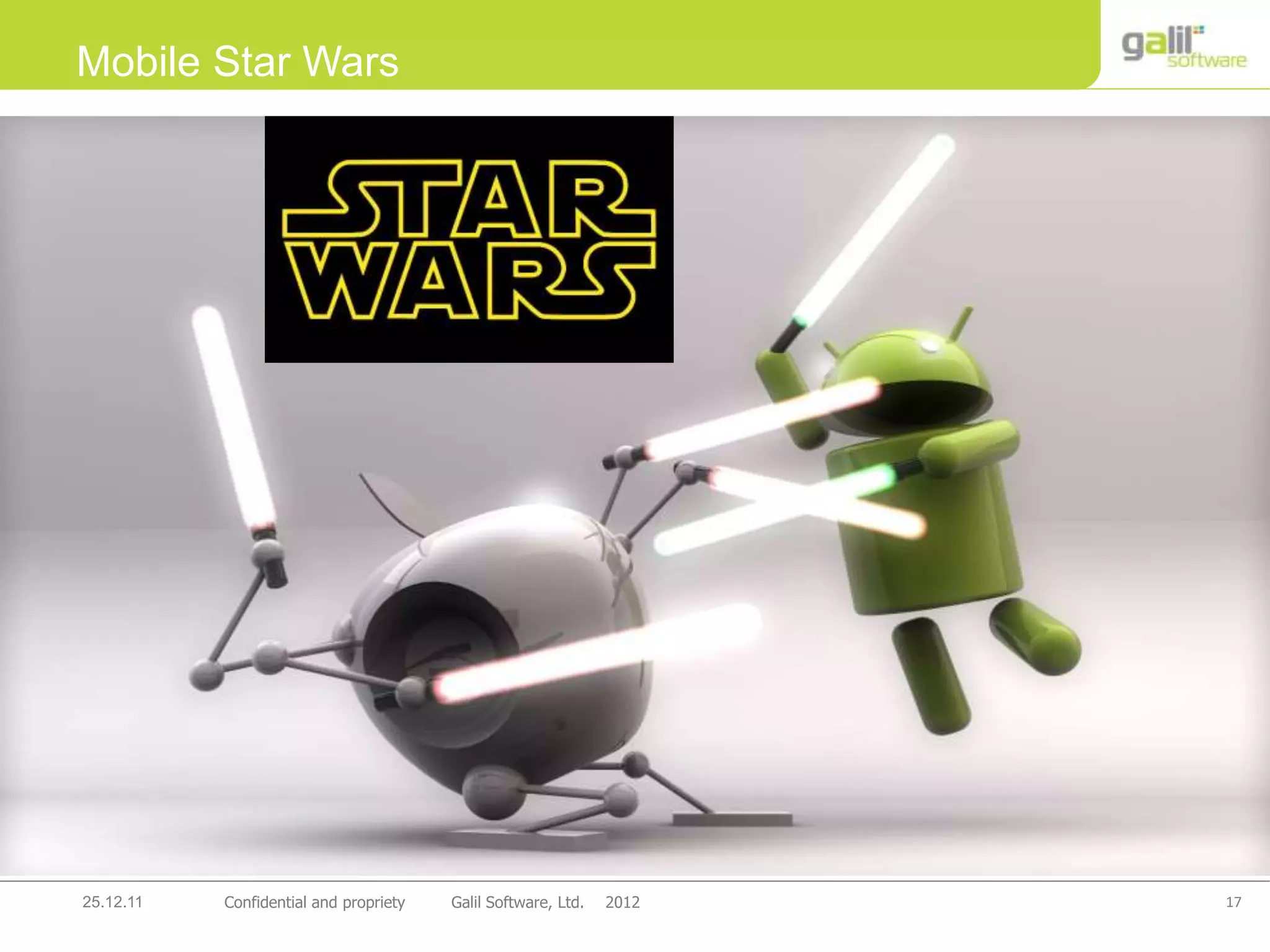 17Confidential and propriety Galil Software, Ltd. 201225.12.11
Mobile Star Wars
 