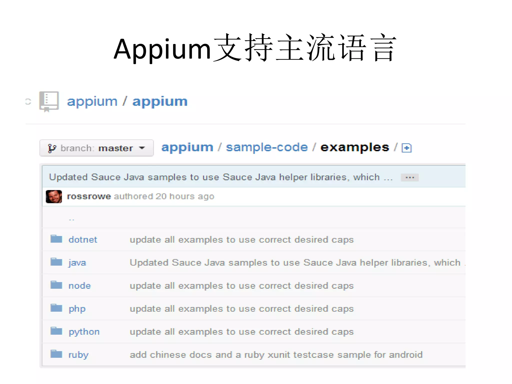 Appium支持主流语言

 