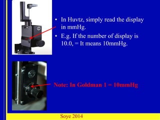 APPLANATION TONOMETRY (2) for Optometry .pptx