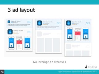 Apple Search Ads - applause.io © @thomasbcn 2017
3 ad layout
No leverage on creatives
 