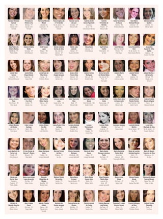 Monica Peixoto
Araujo
Cotia - SP
Suzana Strumiello
Giane Rozemberg
de Souza
Sarzedo - MG
Emiliana Alcântara
Ivanir Monster
Marechal Cândido
Rondon - PR
Rose Aguiar
Jessica Aline
Ferreira Silva
Macarani - BA
Eloisa Johnson
Ketlin Marchetto
Silva
Mauá - SP
Marcia Ovalle
Luana Rubira Porto
da Rosa
Marabá - PA
Rose Aguiar
Nara Cristina
Cosmi
São José - SC
Dagny Keller
Gilse Fatima de
Oliveira Backes
Matelândia - PR
Thalita Stelato
Quiteria Pereira
Sebastião
Recife - PE
Ana Sena
Jacqueline
Aparecida Silva
Santos
Caçapava - SP
Suzana Strumiello
Joseane Murta
Freire
Joinville - SC
Lorenza Lacerda
Luciana
Reichenbach
Pedrozo
Gravataí - RS
Josiane Dias
Marcela Pereira
da Silva
Fortaleza - CE
Go-Give
Fernanda Miranda
Misael
Jaboatão dos
Guararapes - PE
Ana Sena
Gizeli Tonaco
Lopes
Araguari - MG
Sandra Lima
Janete Maria
Chupel Glonek
Papanduva - SC
Dagny Keller
Juliana Oliveira
Ross
Porto Alegre - RR
Rose Aguiar
Lianara Marcal
Peixoto Ferreira
Belo Horizonte - MG
Giselle Cosme
Lucimeire Santana
São Paulo - SP
Fabiana Marin
Monique de Araujo
Tavares Moraes
Espera Feliz - MG
Deise Ferreira
Giani Maria
Barbosa Minussi
Campinas - SP
Suzana Strumiello
Polyanna F. Lobato
Amorim Gomes
Vitória - ES
Monica Tartari
Ivone Alexandrina
Diniz
Rio de Janeiro - RJ
Karla Giovana Moreira
Jessica Gomes
Rodrigues
São Luis - MA
Elizabeth Sena
Lais Regina Pedra
Nunes
Belo Horizonte - MG
Giselle Cosme
Luciana Andrade
dos Santos
Fortaleza - CE
Elizabeth Sena
M. das Graças de
Alencar T. Oliveira
Mossoró - RS
Eliza Castro
Fabiany Meneses
Sackser
Manaus - AM
Claudia Leme
Tomaroli
Nathaly Pinheiro
Rabelo
Manaus - AM
Claudia Leme
Tomaroli
Josiane Ramos
Mindas
Cariacica - ES
Monica Tartari
Luciane Stella
Zambon
Campinas - SP
Anita Garrett-Roe
Marcia Conceição
Marques
Uberlândia - MG
Luciana Spirandelli
Flavia Angelica de
O. Fernandes
Rio de Janeiro - RJ
Claudia Leme
Tomaroli
Glenda Carolina
Gomes da Silva
São José dos
Campos - SP
Fabiana Marin
Julie Cristine da
Cruz Horn
Curitiba - PR
Sandra Lima
Lidiane Cristina
Maura de Aguiar
Franca - SP
Vanessa Stefanelli
Lucinete Antonia
Martins
Varzea Grande - MT
Go-Give
Gabriela Zinelli
Garcia Figueiredo
Caçapava
do Sul - RS
Karla Giovana Moreira
Patricia Lanzoni
de Freitas
Curitiba - PR
Sandra Lima
Helua Spina
Cabreuva - SP
Cintia Marjurye
Jeane Assis da
Silva Dorea
Aracaju - SE
Christiane Oliveira
Kathia Paula
Matos Guerra
Manaus - AM
Ana Sena
Lilian Lorena
Santiago
Itabira - MG
Sandra Lima
Luzia Celia
Machado da Silva
Rio de Janeiro - RJ
Suzana Strumiello
Myrane de
Macedo Noronha
Curitiba - PR
Miriam Gomez
Gilmara Caliman
Queiroz
Linhares - ES
Monica Tartari
Priscila Rodrigues
da Silva
Aracaju - SE
Christiane Oliveira
Jheiny Donizette
de Oliveira Matos
São José do Rio
Preto - SP
Eliza Castro
Larissa Muniz
Costa
Pirassununga - SP
Giselle Cosme
Maisa Rodrigues
Vieira
Goiânia - GO
Luciana Spirandelli
Fernanda de
Oliveira Lima
Maringá - PR
Claudia Leme
Tomaroli
Nathiele dos
Santos Jacovais
Colider - MT
Greice Joviane
Gislaine Cristina
Breda
Sorocaba - SP
Cintia Marjurye
Janete Silva
Gomes
Carazinho - RS
Neimara Bittencourt
Juliana Martins Z.
de Carvalho
Maringá - PR
Claudia Leme
Tomaroli
Leticia Maria Silva
do Nascimento
Lorena - SP
Marcia Ovalle
Marcia de Brito
Souza
Osasco - SP
Luciana Spirandelli
Francine Guerra
de Luna
Sorocaba - SP
Marcia Ovalle
Patricia Barros de
Oliveira
Vila Velha - ES
Monica Tartari
Heliete Julia
Zanirato
Caieiras - SP
Suzana Strumiello
Lidiane Miranda
de Oliveira
Caxias do Sul - RS
Rose Aguiar
Gabriele
Fernandes de
Almeida
Registro - SP
Marcia Ovalle
Patricia Marques
Leite Bucker
São Paulo - SP
Fabiana Marin
Ingrit Ventura
Coelho
Florianópolis - SC
Go-Give
Jeanne Santos
Aragão Sampaio
Ceilândia - DF
Sandra Lima
Katyucia Quirino
Jung
Caxias do Sul - RS
Rose Aguiar
Lorena Schanz
Von Ahn
Bagé - RS
Leila Palombini
Luzia Martinelli da
Rocha Luiz
Brasília - DF
Cintia Marjurye
Marta Maria
Schwarz
Campo Mourão - PR
Sandra Lima
Maria José
Gomes Silva
Presidente
Prudente - SP
Thalita Stelato
Marizete
Magalhães de
Oliveira
Vila Velha - ES
Monica Tartari
Maria Angela
Marques Lourenco
Pedro
São Paulo - SP
Ana Sena
Marta Rejane
Soares Balzo
Vitória - ES
Monica Tartari
Maria de Lourdes
Andrade Quadros
Belém - PA
Sheyla Mourão
Maria Luiza Arraes
Lopes Ansanello
Rio Claro - SP
Deise Ferreira
Marlene Pereira
Bernardino
Cambé - PR
Sandra Lima
Maria Aparecida
Santos Melo
Governador
Valadares - MG
Rosangela Alcântara
Mayb Dayanna
Palheta Maia
Lucas do Rio
Verde - MT
Luciana Spirandelli
Maria de Nazaré
Casemiro da Silva
Maracanau - CE
Go-Give
Monica Lilian
Mussi
São Paulo - SP
Dagny Keller
 