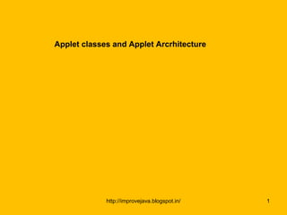 Applet classes and Applet Arcrhitecture




             http://improvejava.blogspot.in/   1
 