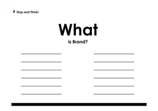 Stop Brand
and Think!
Selling

What
is Brand?
________________________

________________________

________________________...