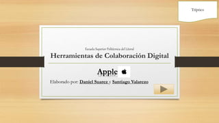 Escuela Superior Politécnica del Litoral
Herramientas de Colaboración Digital
Apple
Elaborado por: Daniel Suarez y Santiago Valarezo
Tríptico
 