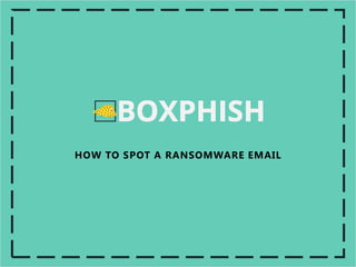 HOW TO SPOT A RANSOMWARE EMAIL
 