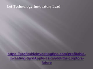 Let Technology Innovators Lead
 