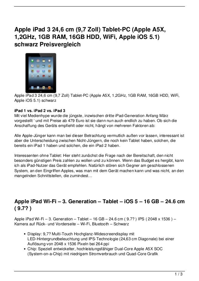 Apple Ipad 3 24 6 Cm 9 7 Zoll Tablet Pc Apple A5x 1 2ghz 1gb Ram
