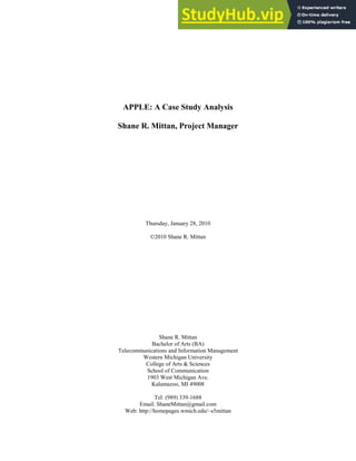 APPLE A Case Study Analysis | PDF