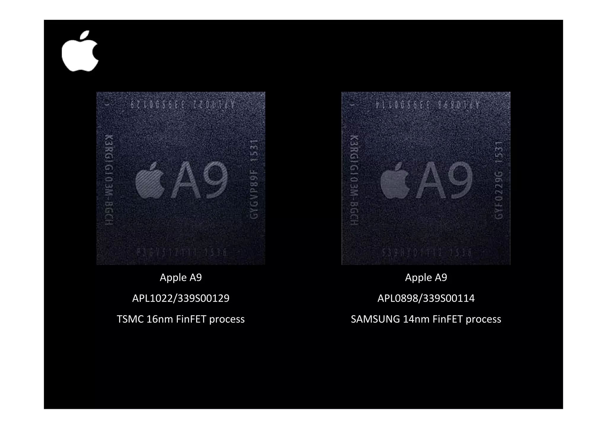 Apple A9 APL1022/339S00129 Apple A9 APL0898/339S00114 TSMC 16nm FinFET process SAMSUNG 14nm FinFET process 