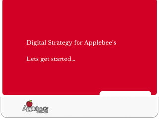 Digital Strategy for Applebee’s
Lets get started…
 