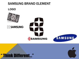 SAMSUNG BRAND ELEMENT
“ Think Different…”
LOGO
 