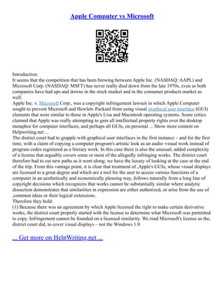 Apple Computer Vs Microsoft | PDF