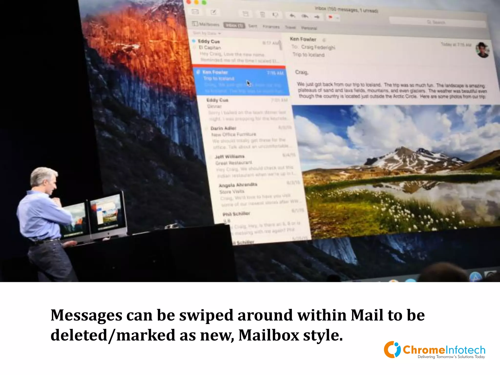 Messages can be
swiped around within
Mail to be
deleted/marked as
new, Mailbox style.
Leading Mobile Apps & Web Development Company
 