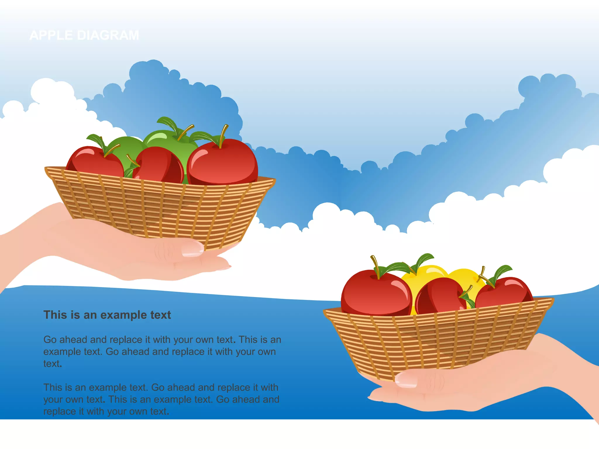 This is an example text
Go ahead and replace it with your own text. This is an
example text. Go ahead and replace it with your own
text.
This is an example text. Go ahead and replace it with
your own text. This is an example text. Go ahead and
replace it with your own text.
APPLE DIAGRAM
 