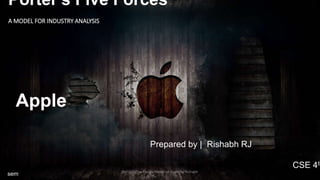 Porter's Five Forces
A MODEL FOR INDUSTRY ANALYSIS
Apple
Prepared by | Rishabh RJ
CSE 4th
sem Porter's Five Forces Model of Apple by Rishabh
 