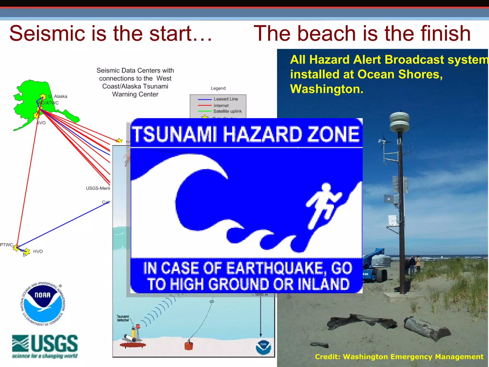 Seismic is the start… The beach is the finish All Hazard Alert Broadcast system installed at Ocean Shores, Washington.  Credit: Washington Emergency Management 