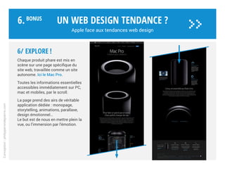 Un web design tendance ?
Apple face aux tendances web design
Conception:philipperondepierre.com
6.BoNUS
>>
5/ Data design
...