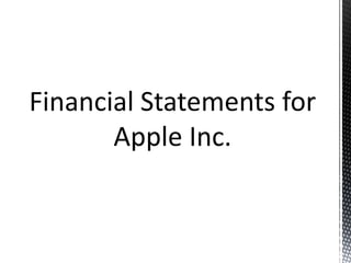 Financial Statements for
Apple Inc.
 