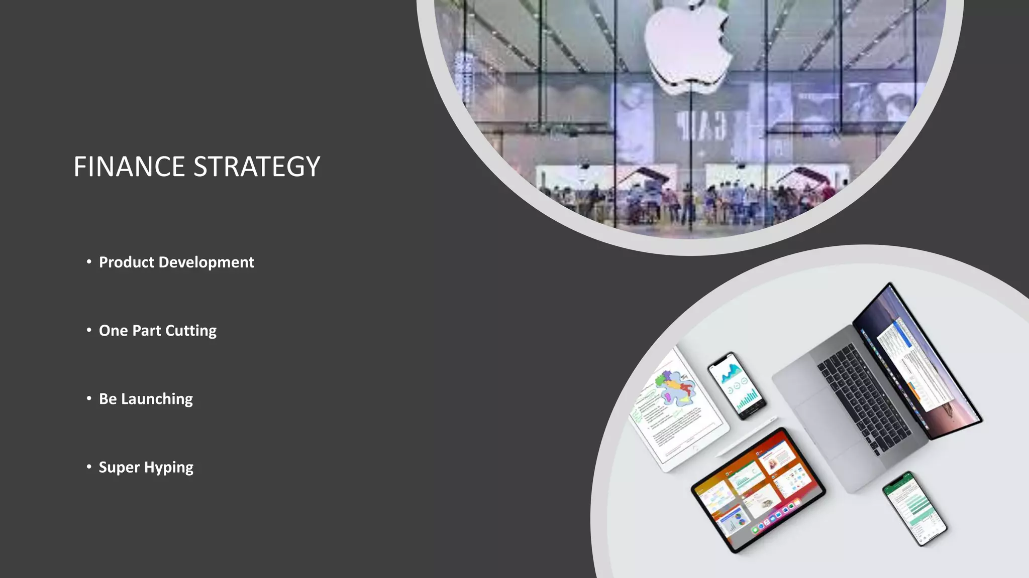 FINANCE STRATEGY
• Product Development
• One Part Cutting
• Be Launching
• Super Hyping
 