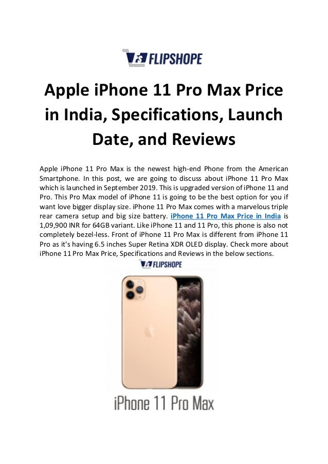 Apple Iphone 11 Pro Max Price In India Specifications Launch Date