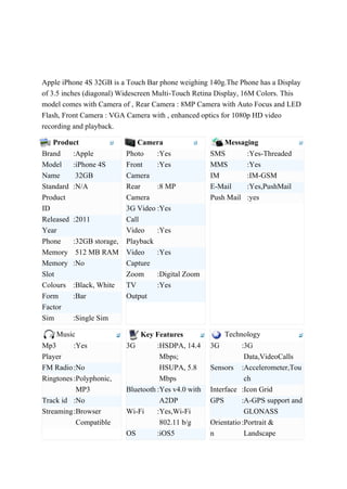 Apple i phone 4s 32gb(tabular)