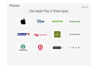 Apple Pay
Use Apple Pay in these apps.
 