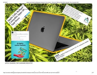 8/19/2021 Apple Just Ended the Marijuana Industry As You Know It - Tech and Traffic are Now More Valuable Than Cannabis Itself
https://cannabis.net/blog/opinion/apple-just-ended-the-marijuana-industry-as-you-know-it-tech-and-traffic-are-now-more-valuable-t 2/17
APPLE CHANGES THE CANNABIS INDUSTRY
l d d h ij d
 Edit Article (https://cannabis.net/mycannabis/c-blog-entry/update/apple-just-ended-the-marijuana-industry-as-you-know-it-tech-and-traffic-are-now-more-valuable-t)
 Article List (https://cannabis.net/mycannabis/c-blog)
 