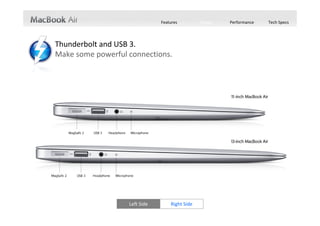 Features         Design   Performance   Tech Specs




Thunderbolt and USB 3.
Make some powerful connections.




                   Left Side       Right Side
 