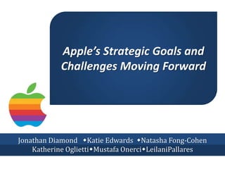 Apple’s Strategic Goals and
            Challenges Moving Forward




Jonathan Diamond wKatie Edwards wNatasha Fong-Cohen
    Katherine OgliettiwMustafa OnerciwLeilaniPallares
 