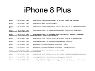 iPhone 8 Plus
default 17:08:51.256253 +0800 kernel ISPCPU: CmdTurnOffDevicePower: TS: 2.901495 Disable CAM0_SHUTDOWN=0
default 17:08:51.256277 +0800 kernel ISPCPU: Addr: 0x00000002122a8000
default 17:08:51.258444 +0800 kernel ISPCPU: TurnOffPower:DONE TS: 2.903766 rail: 0x5, ch: 0, cameraPowerBitEnable:
0x7e
default 17:08:51.258684 +0800 kernel AppleH10CamIn::ISP_PPMAdmissionCheck_gated: subClientID=1; budgetReq=0;
budgetAlloc=0; result=0x00000000
default 17:08:51.258726 +0800 kernel AppleH10CamIn::ISP_StopCamera_gated: subClientID=1; channel=0; budgetReq=0;
budgetAlloc=0; result=0x00000000, numPreviewFrames=72, numStillCaptureFrames:0
default 17:08:51.258813 +0800 kernel ISPCPU: [ISP: 2.904275] CH = 0 CMD = 0x0104 [CISP_CMD_CH_BUFFER_RETURN]
default 17:08:51.266156 +0800 kernel AppleH10CamIn::ISP_FlushInactiveDARTMappings: 0x00000000
default 17:08:51.266234 +0800 mediaserverd H10ISPServicesRemote: SetProperty 2 (sent)
default 17:08:51.267404 +0800 mediaserverd H10ISPServicesRemote: SetProperty 2 (reply=0x00000000)
default 17:08:51.272115 +0800 kernel ISPCPU: [ISP: 2.917542] CH = 0 CMD = 0x820b
[CISP_CMD_APPLE_CH_AE_TILES_MATRIX_METADATA_ENABLE]
default 17:08:51.273311 +0800 kernel ISPCPU: [ISP: 2.918641] CH = 0 CMD = 0x0130 [CISP_CMD_CH_GENERAL_PROCESS_STOP]
default 17:08:51.273747 +0800 kernel AppleH10CamIn::ISP_FlushInactiveDARTMappings: 0x00000000
default 17:08:51.276237 +0800 kernel AppleH10CamIn::ISP_ReleaseChannel_gated - channel: 0 (process: mediaserverd)
 