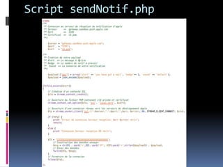 Send a notification on gatewayTo communicate with gateway sandbox, we go to create a secured network by using ssl protocol.My script is in php, my certificate recently created must put in folder protected by htacessWarning if you do not protect your certificate, an hacker  can send a lot of notification in your place.