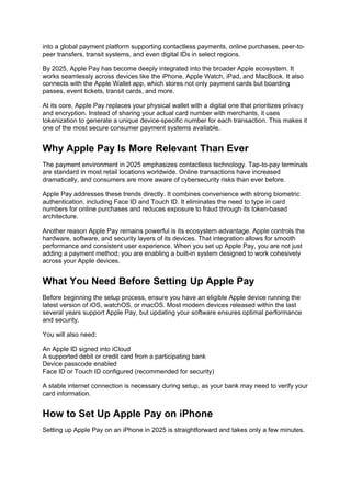Apple Pay Setup Guide for 2025.....& 2026docx | DOCX