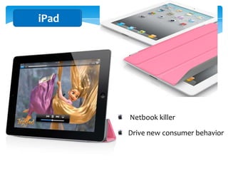 iPad




       Netbook killer

       Drive new consumer behavior
 