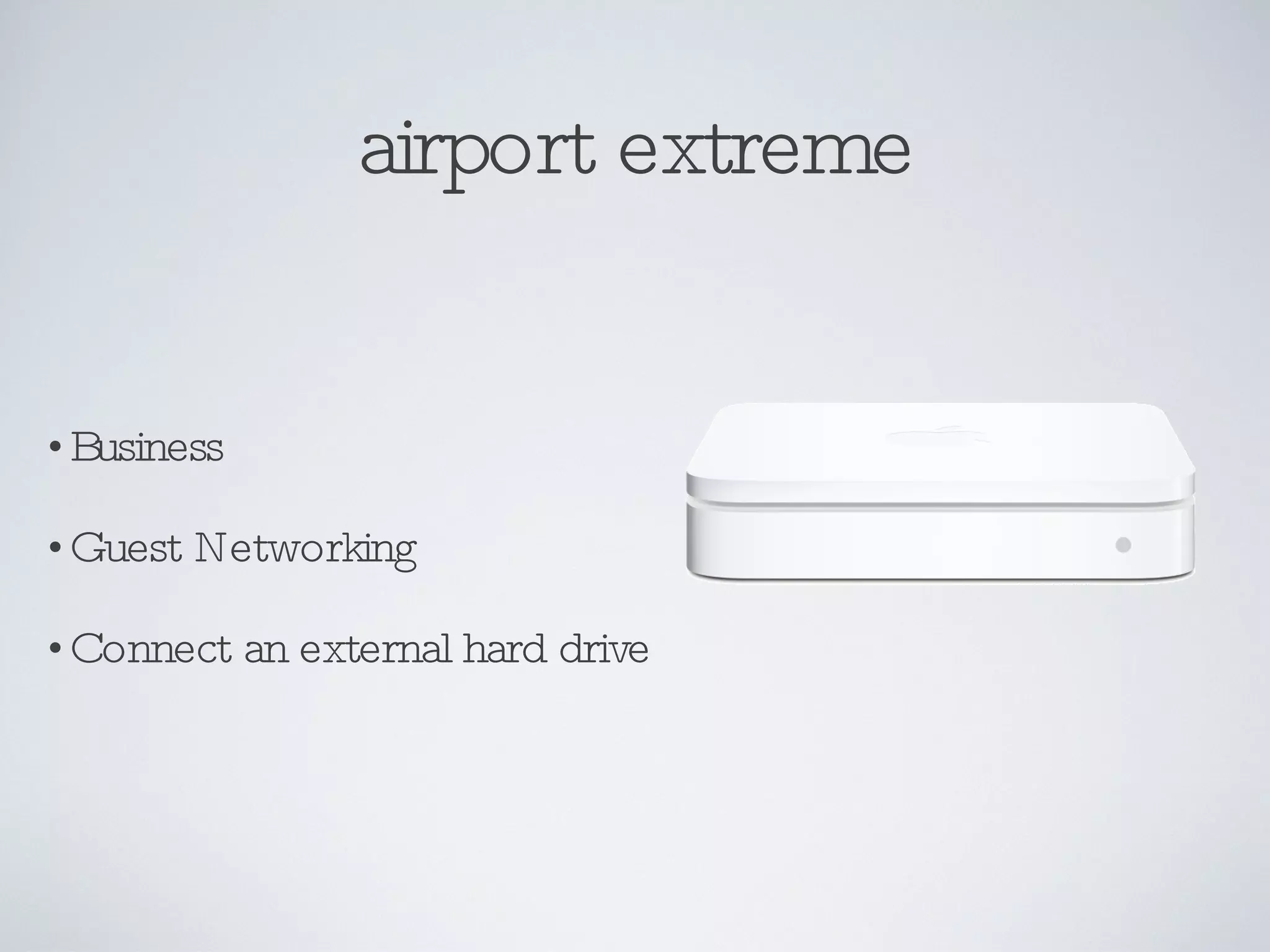 airport extreme Business  Guest Networking  Connect an external hard drive 