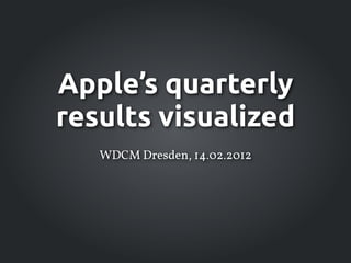 Apple’s quarterly
results visualized
   WDCM Dresden, 14.02.2012
 