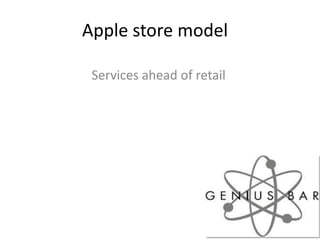 Apple store model
Services ahead of retail
 