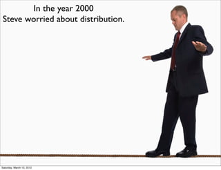 In the year 2000
Steve worried about distribution.




Saturday, March 10, 2012
 