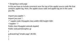 JAVA - Introduction to Applet PowerPoint presentation | PPTX