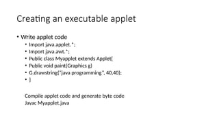 JAVA - Introduction to Applet PowerPoint presentation | PPTX