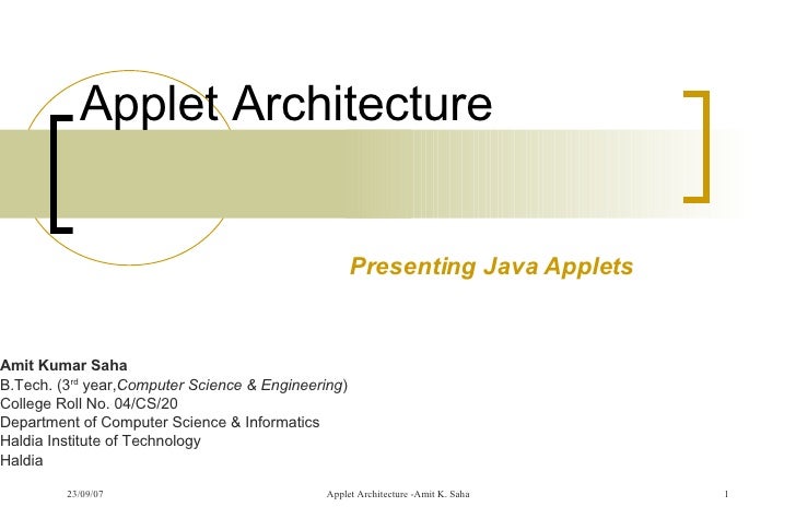 Applet Architecture - Introducing Java Applets