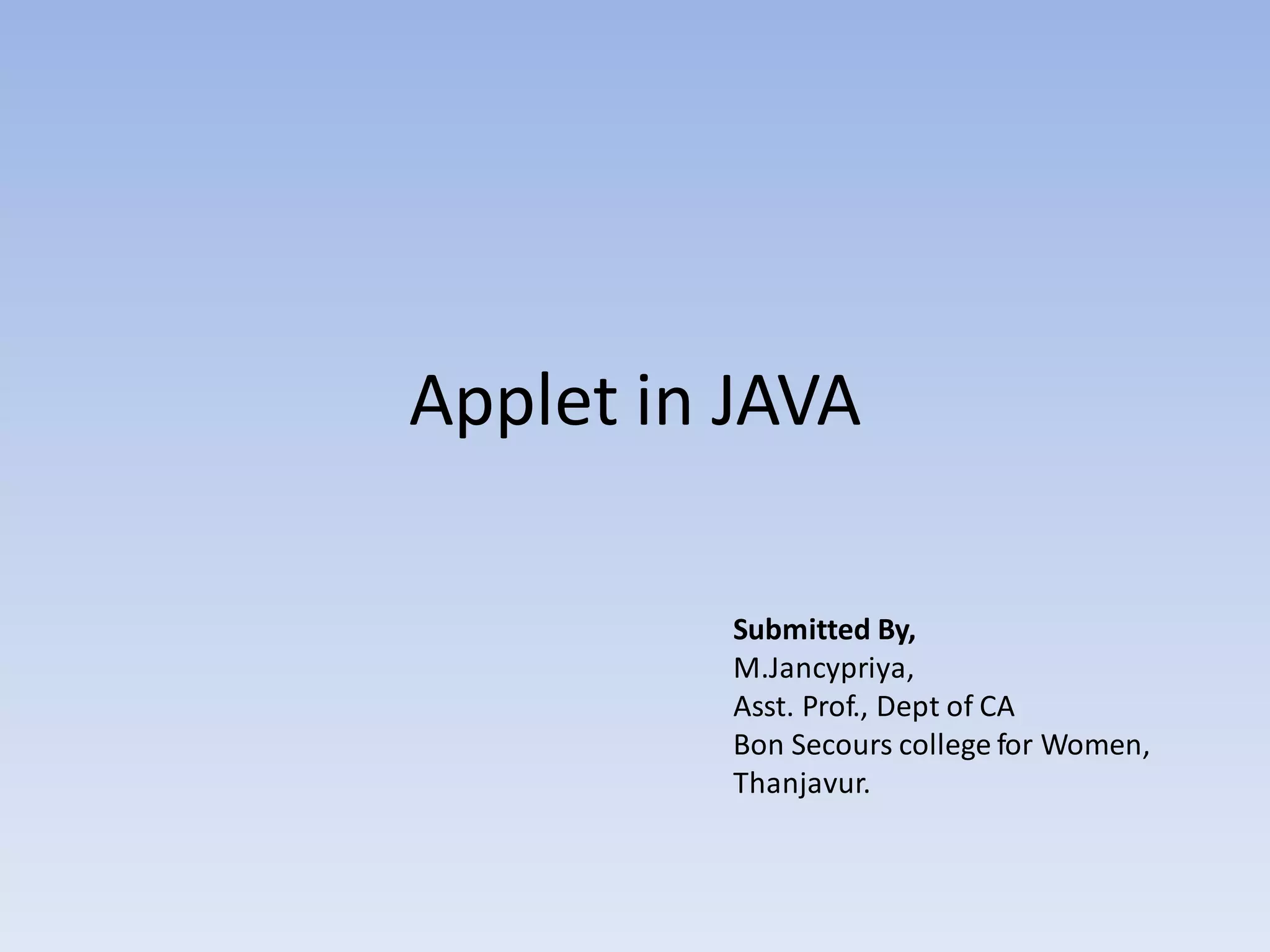 Applet in java | PPT