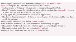 Applet in java new | PPTX