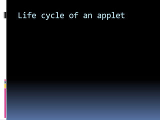Life cycle of an applet
 