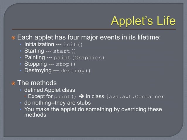 Applet life cycle | PPT