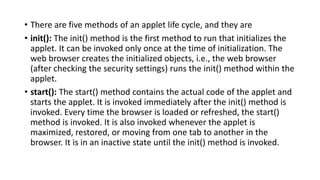 Applet Life Cycle in Java with brief introduction | PPTX