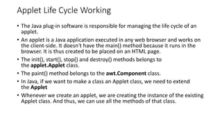 Applet Life Cycle in Java with brief introduction | PPT